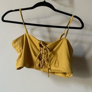 NWOT MUSTARD XL TIE FRONT BIKINI TOP
